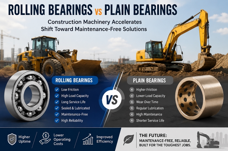 Rolling Bearings vs Plain Bearings – Construction Machinery Accelerates Shift Toward Maintenance-Free Solutions